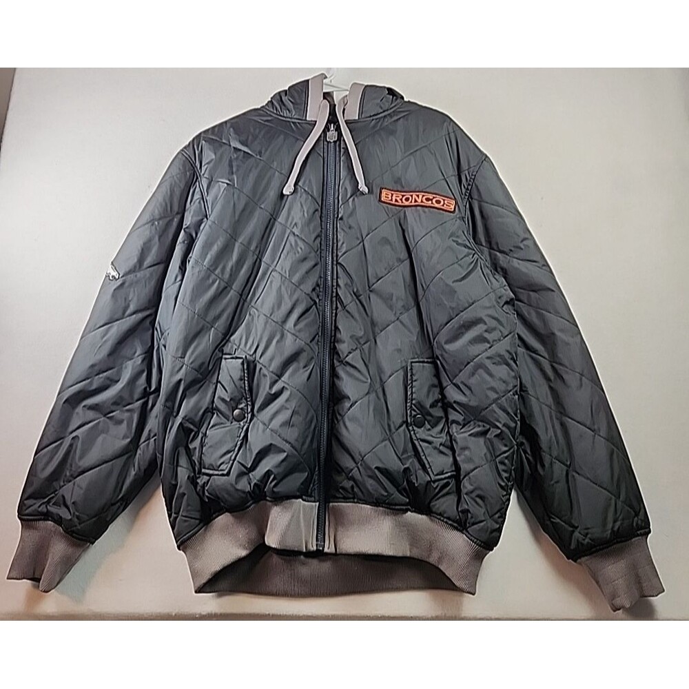 Denver Broncos NFL Pro Line Quilted Puffer Coat Jacket Mens Large Football